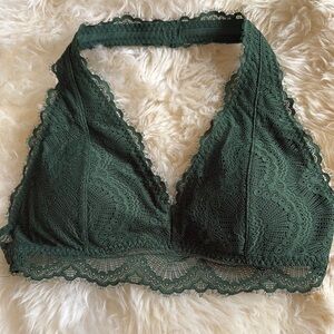 Lace Halter Bralette - Green by Gilly Hicks, S